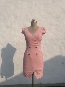 Chic Pink Double-Breasted Dress