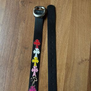 Chrome Hearts style Multicolor Cross Patch belt