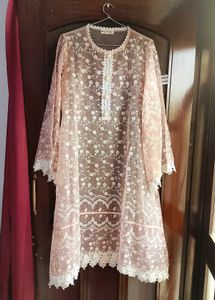 Organza Lace Kurta with Floral Embroidery