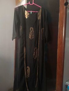Elegant Black Kurta Set with Gold Print