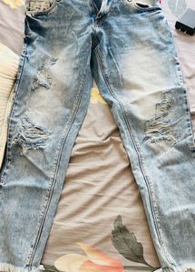 Ripped Denim Jeans Low Waist