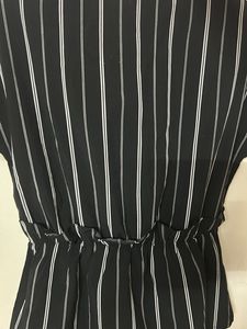 Chic Black &amp; White Striped Wrap Dress