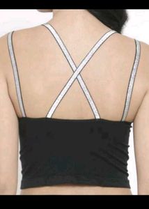 Black Padded Tank with Silver Straps