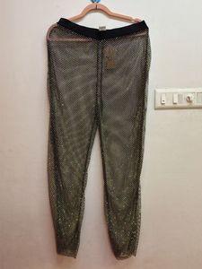 Sparkling Rhinestone Mesh Pants