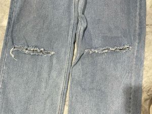 Light Wash Ripped Wide Leg Jeans