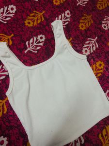 White Ribbed Square Neck Tank Top