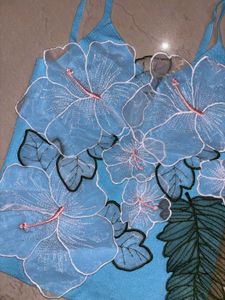 Blue Floral Applique Cami Top