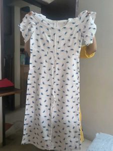 White & Blue Print Jumpsuit