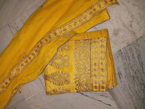 Vibrant Yellow Embroidered Saree