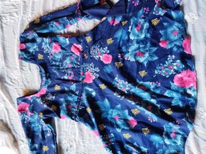 Blue Floral Print Kurta with salwar