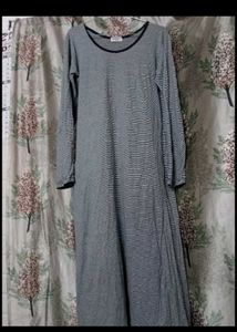Cozy Striped Long Nightgown