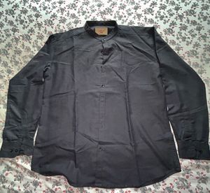 Men's Black Mandarin Collar Shirt