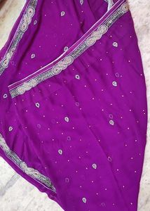 Premium Purple Georgette Saree with blouse