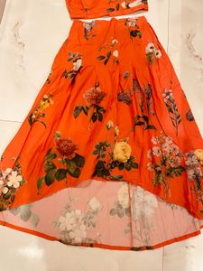 Vibrant Floral Print Maxi Skirt Set