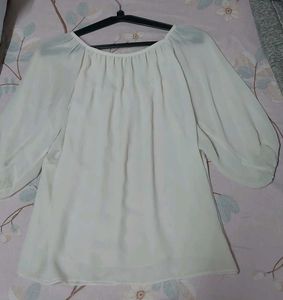 Elegant Off-White Flowy Top