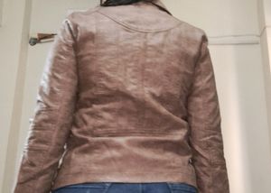 Biker Jacket - Women's Brown Faux Leather