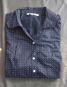 Chic Navy Polka Dot Button-Up women Shirt