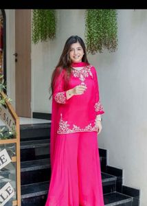 Stunning Pink Embroidered Kurta Set