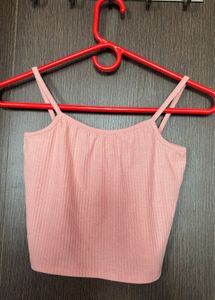 Ribbed Spaghetti Strap Crop Top