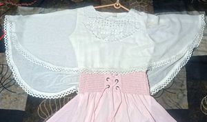 White Lace Top &amp; Pink silk perfect  beautiful look