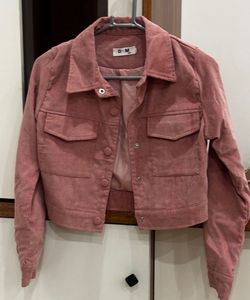 Pink Corduroy Cropped Jacket