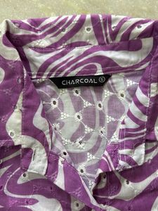 Stylish Purple &amp; White Swirl Print Kurta