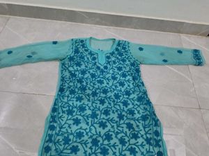 Beautiful Blue ChikanKari Kurti