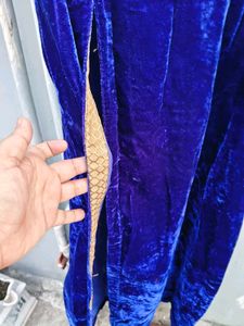 Elegant Blue Velvet Maxi Dress