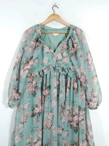 Sea Green Floral Printed Dress(women's)