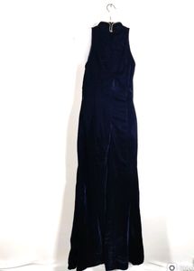 Elegant Navy Velvet Maxi Dress
