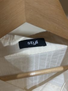 Pleated Cream Long Sleeve Shirt