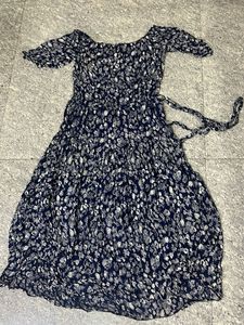 Blue Floral Off-Shoulder Midi Dress
