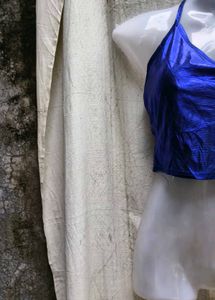I. Shiny Blue Halter Neck Crop Top