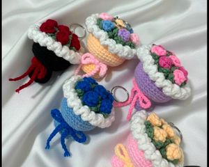 Crocheted Flower Pot Brooch
