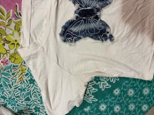Butterfly Denim Patch Crop top!