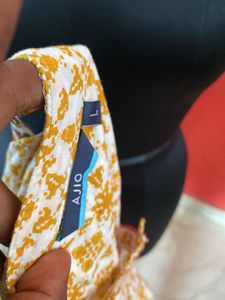 half White with mustard yellow  Printed Kurta