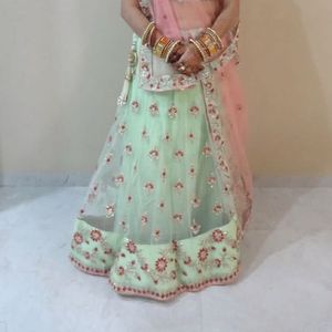 Elegant Mint Green Lehenga Choli Set