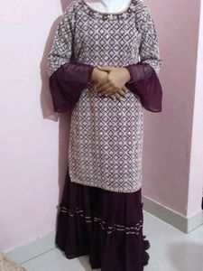 Elegant Purple Kurta Palazzo Set