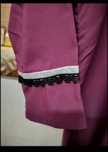 purple colour kurti with black lace