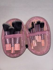 Mini Pink Makeup Brush Set with Pouch