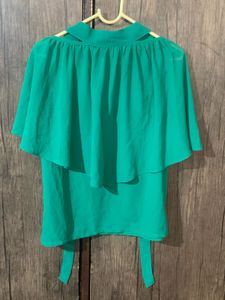 Emerald Green Chiffon Cape Top