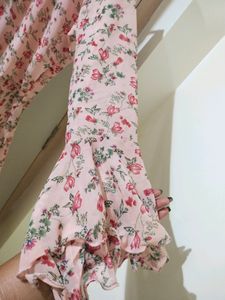 Floral Long Kurthi With Flares