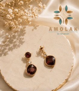 Elegant Red Stone Dangle Earrings