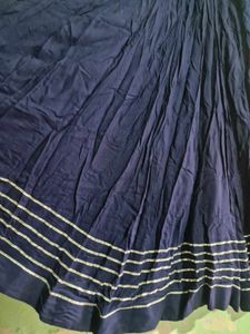 Navy Blue Ethnic Blouse with Silver Stripes