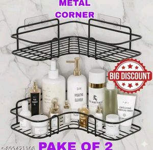 2-Tier Metal Corner Storage Rack (Pack of 2)