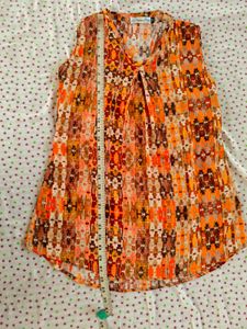 Vibrant Printed top  with mustard Pants