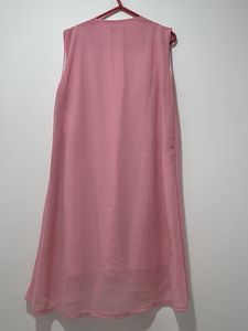 Elegant Pink long Kurti with White Inner