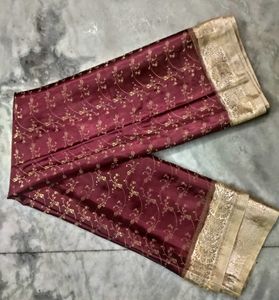 Meroon color Banarasi Gajji satin Wedding Silk sar