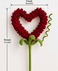 Handmade Crochet Red Heart Flower Bouquet | Romant