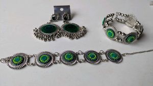 Boho Ethnic Green Beaded set